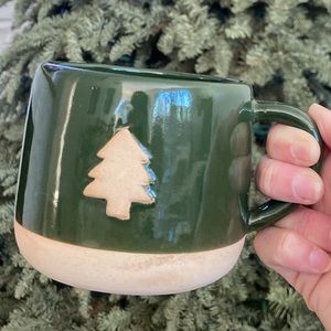 Crate and barrel green Christmas tree mug